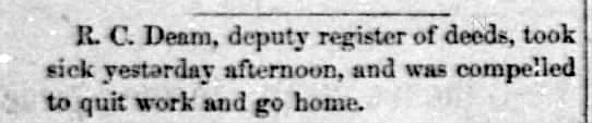 Deputy Register of Deeds Deam went home sick
