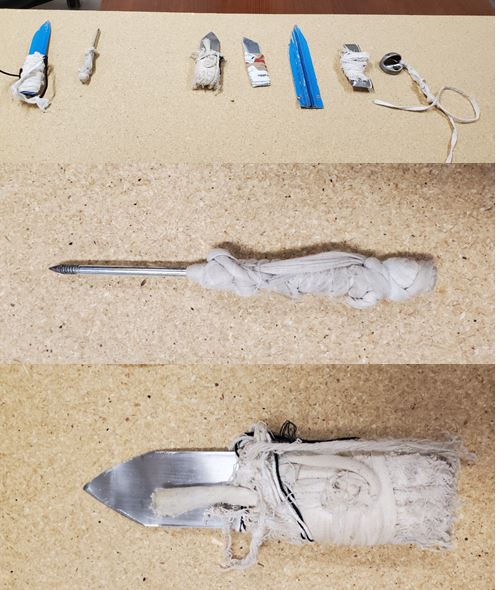 Photos of seven dangerous weapons located in the jail commonly referred to as shanks.