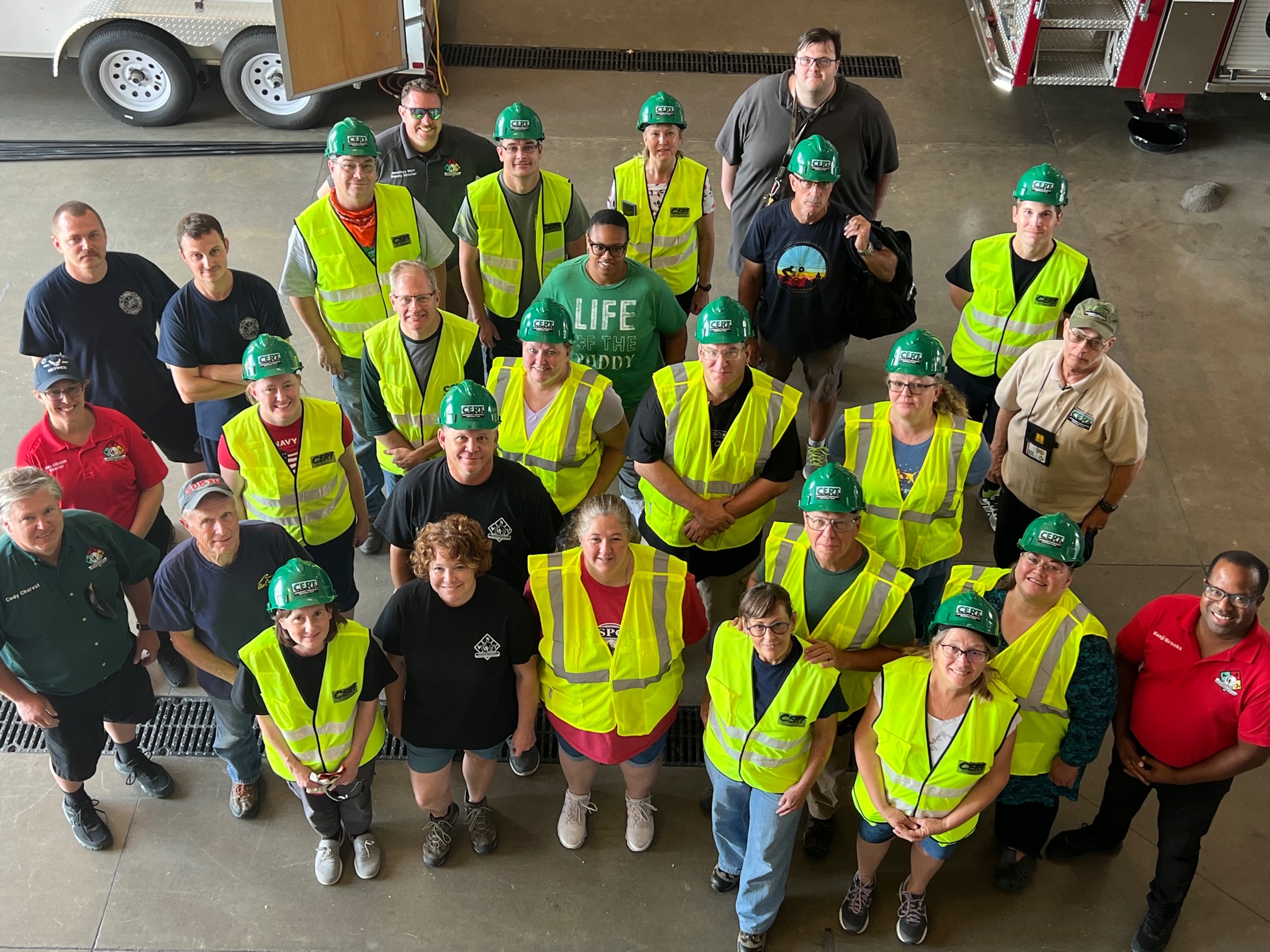 Overhead photo of CERT class at Station 32