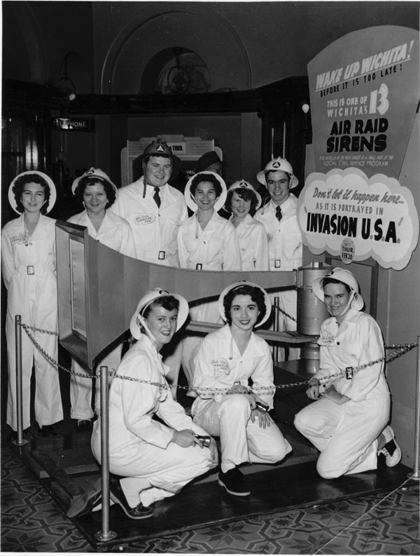 Group of Civil Defense Volunteers with a 1952 Air Raid Siren