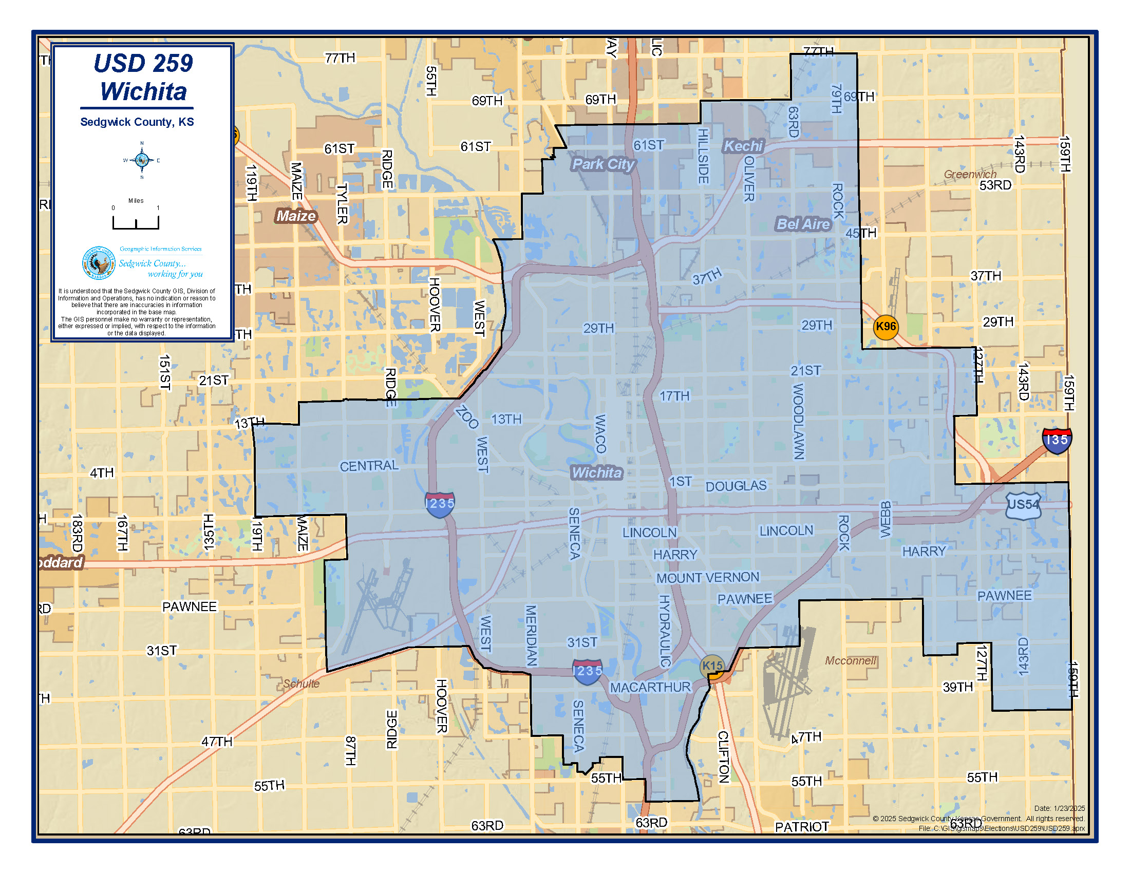 Map of USD 259 Boundaries
