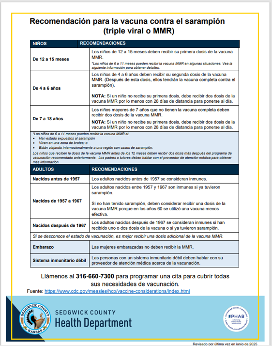 MMR Vaccine Flyer image - Spanish