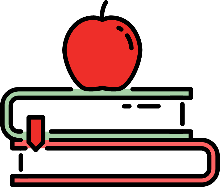Apple on top of books icon