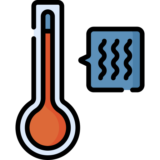 A mercury thermometer raised to the top indicating a very high temperature.