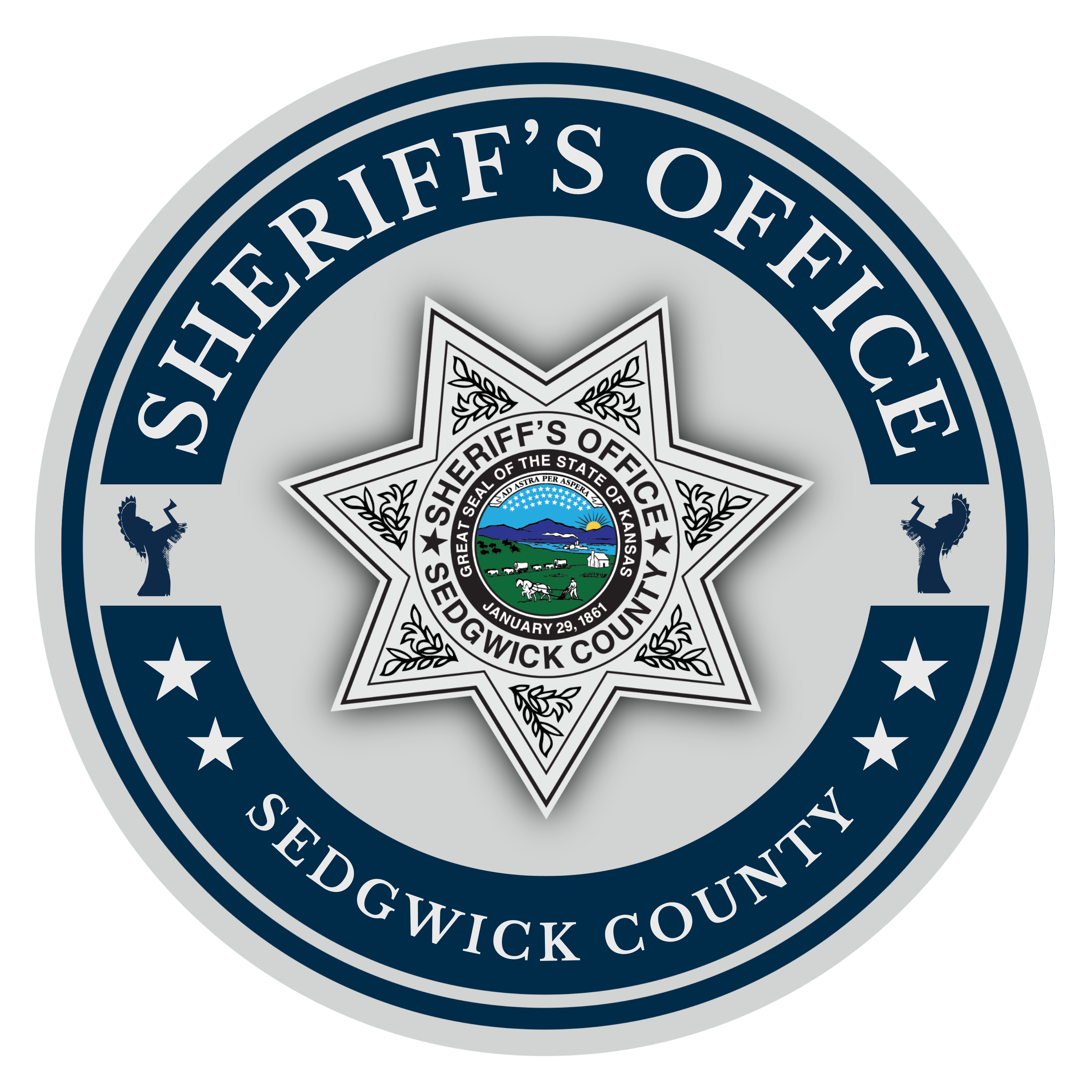 Sheriff’s Office seal with link to detention deputy application.