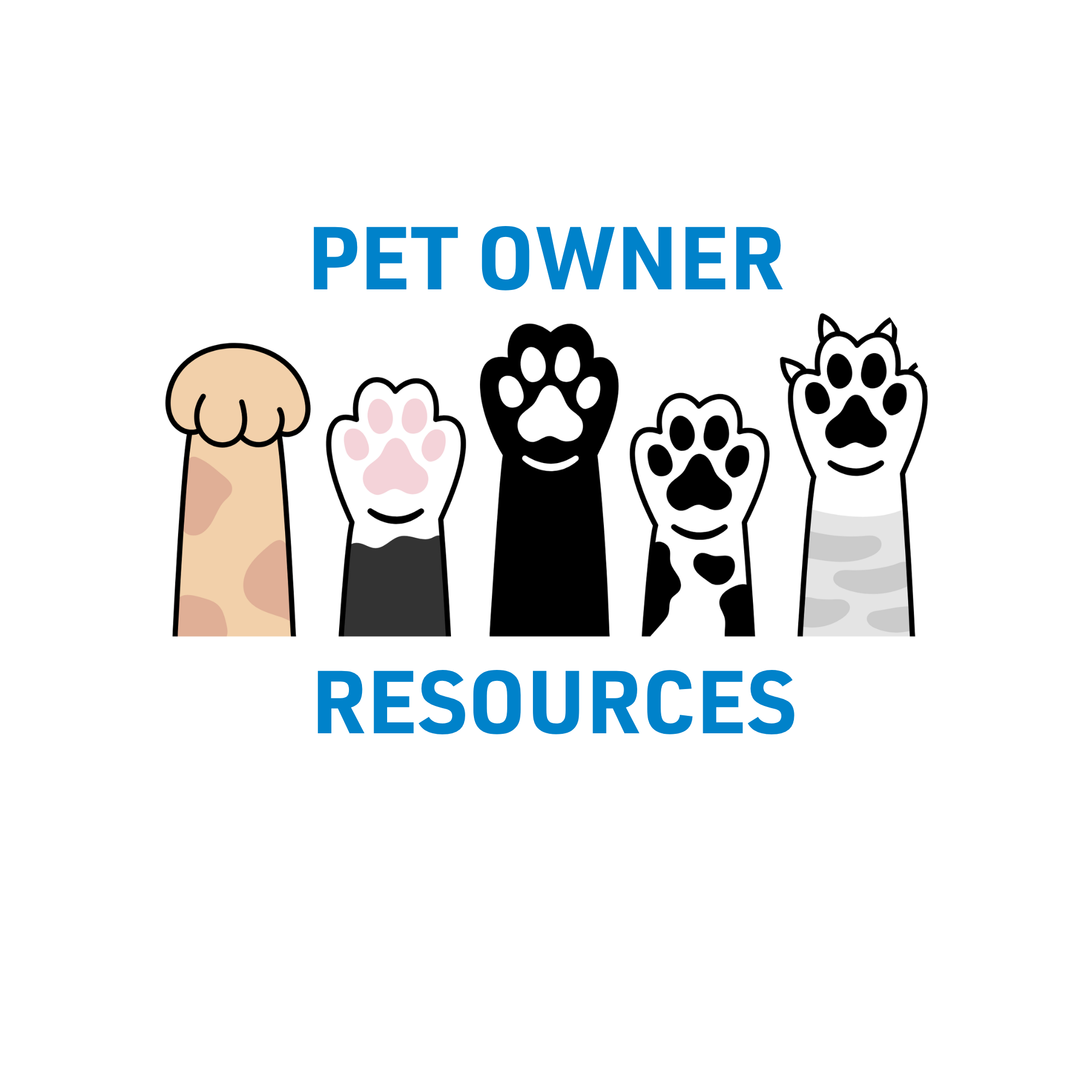 Animal Paws with caption, "Pet Owner Resources" icon.